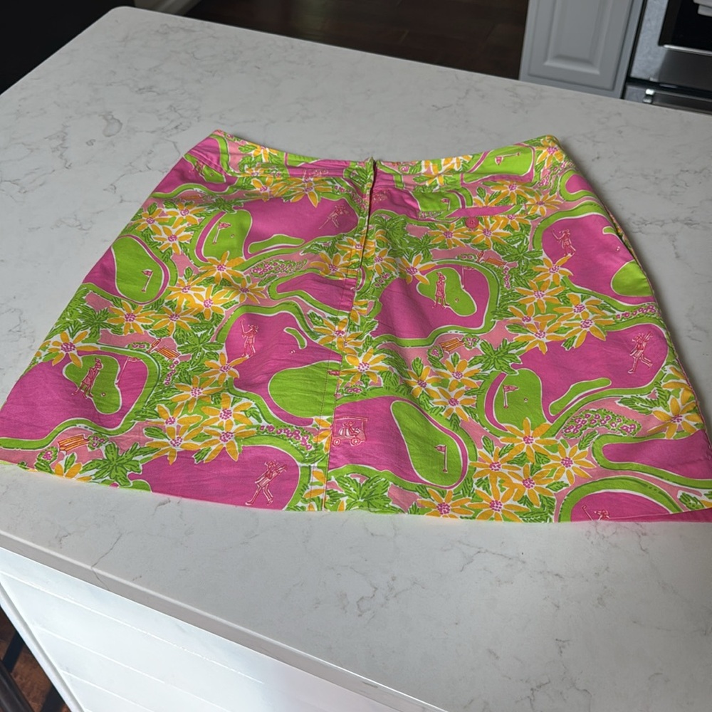 Lilly Pulitzer Vibrant Pink, Green and Yellow Golf Skirt or Skorts - Picture 6 of 6
